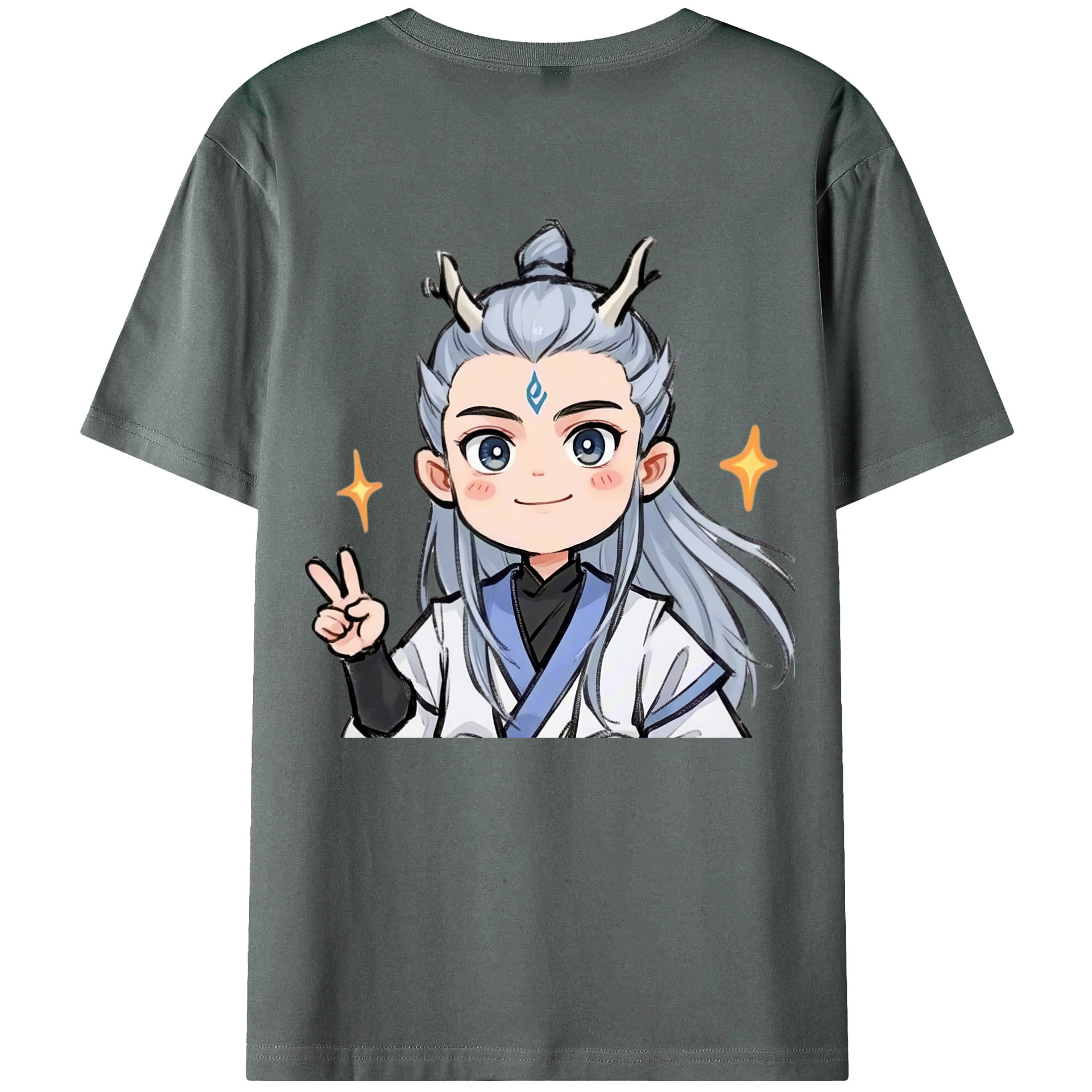 （画像用） Ne Zha 2 ナタ 魔童の大暴れ 綿100％ メンズ半袖Tシャツ（バックプリント） 通気性